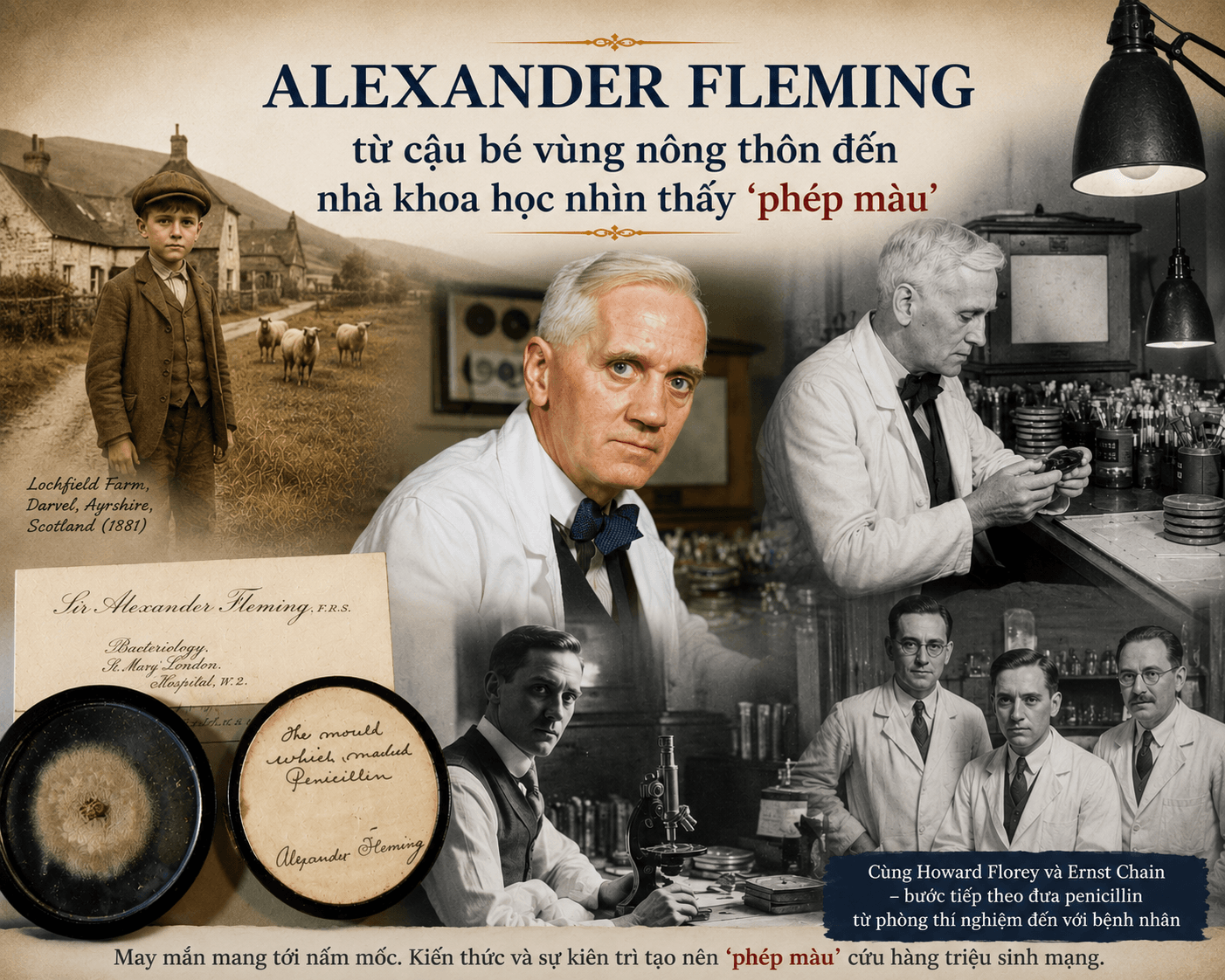 Alexander Fleming từ cậu bé vùng nông nôn đến nhà khoa học nhìn thấy phép màu333