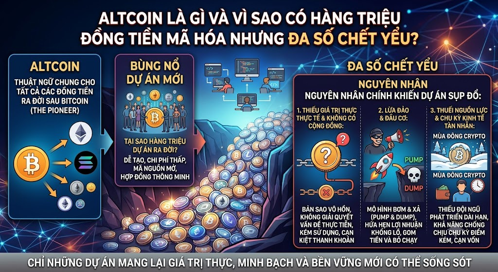 Altcoin là gì và vì sao có rất nhiều đồng tiền mã hóa nhưng đa số đoản mệnh? 