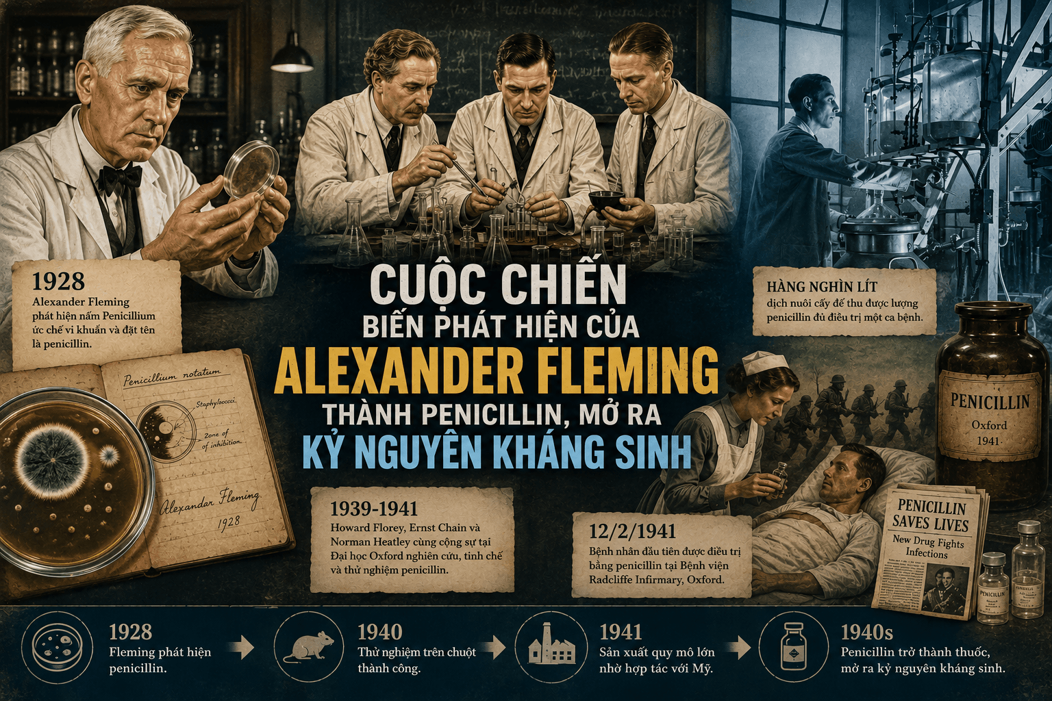 Cuộc chiến biến phát hiện của Alexander Fleming thành penicillin, mở ra kỉ nguyên kháng sinh