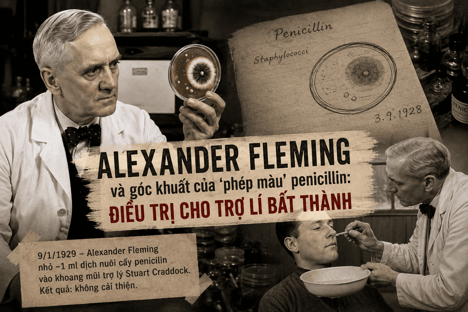 Alexander Fleming và góc khuất của ‘phép màu’ penicillin Điều trị cho trợ lí bất thành