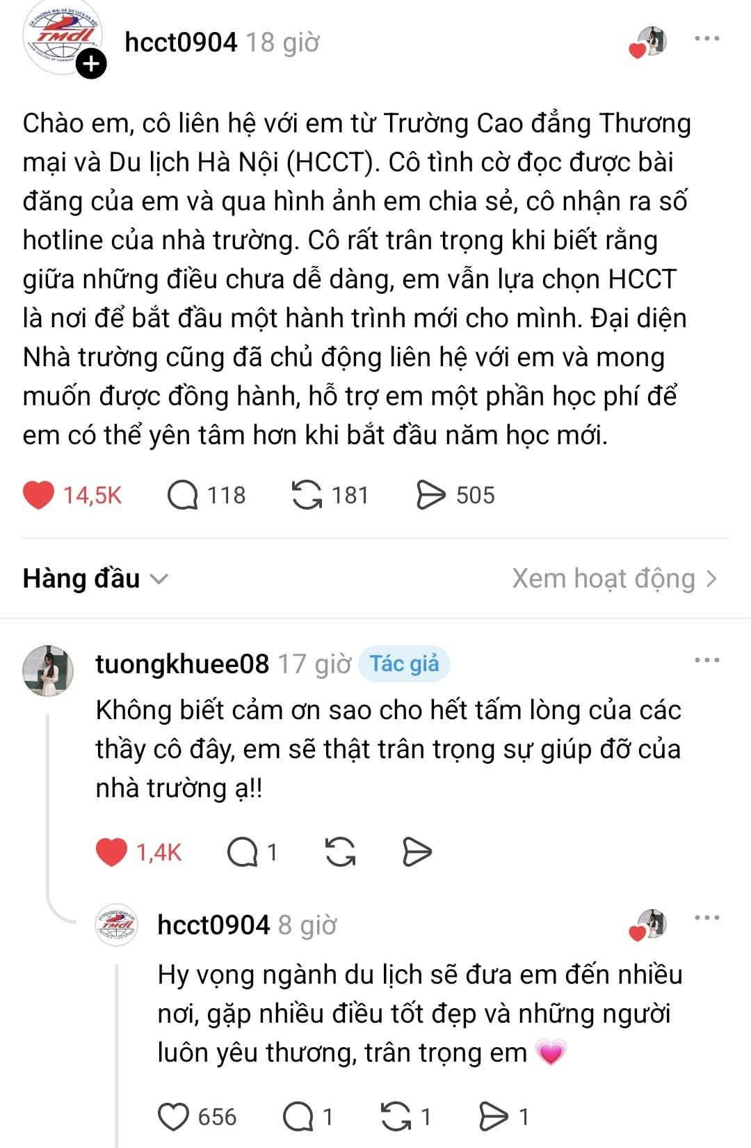 Nữ sinh trúng tuyển Trường Cao đẳng Thương mại và Du lịch Hà Nội và cái kết ấm lòng trước thềm năm học mới