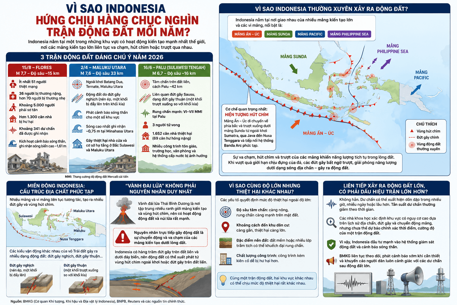 Vì sao Indonesia hứng chịu hàng chục nghìn trận động đất mỗi năm