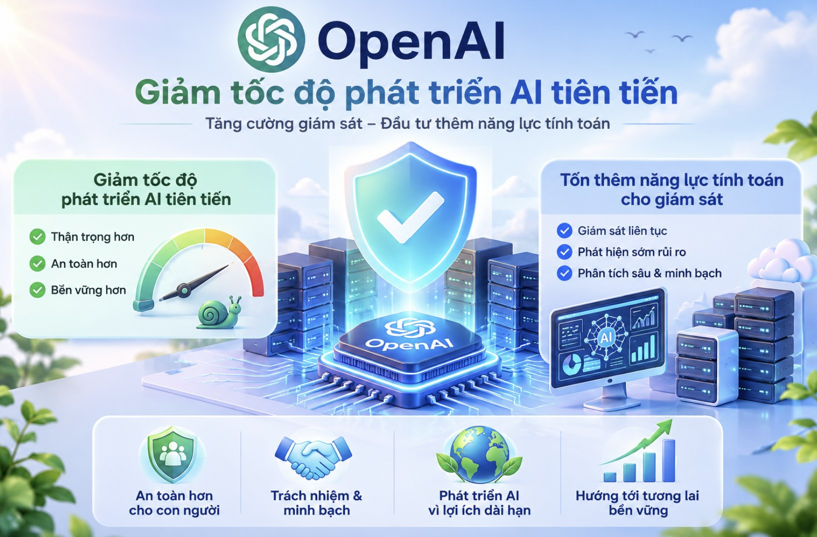 OpenAI giảm tốc độ phát triển AI tiên tiến, tốn thêm năng lực tính toán cho giám sát