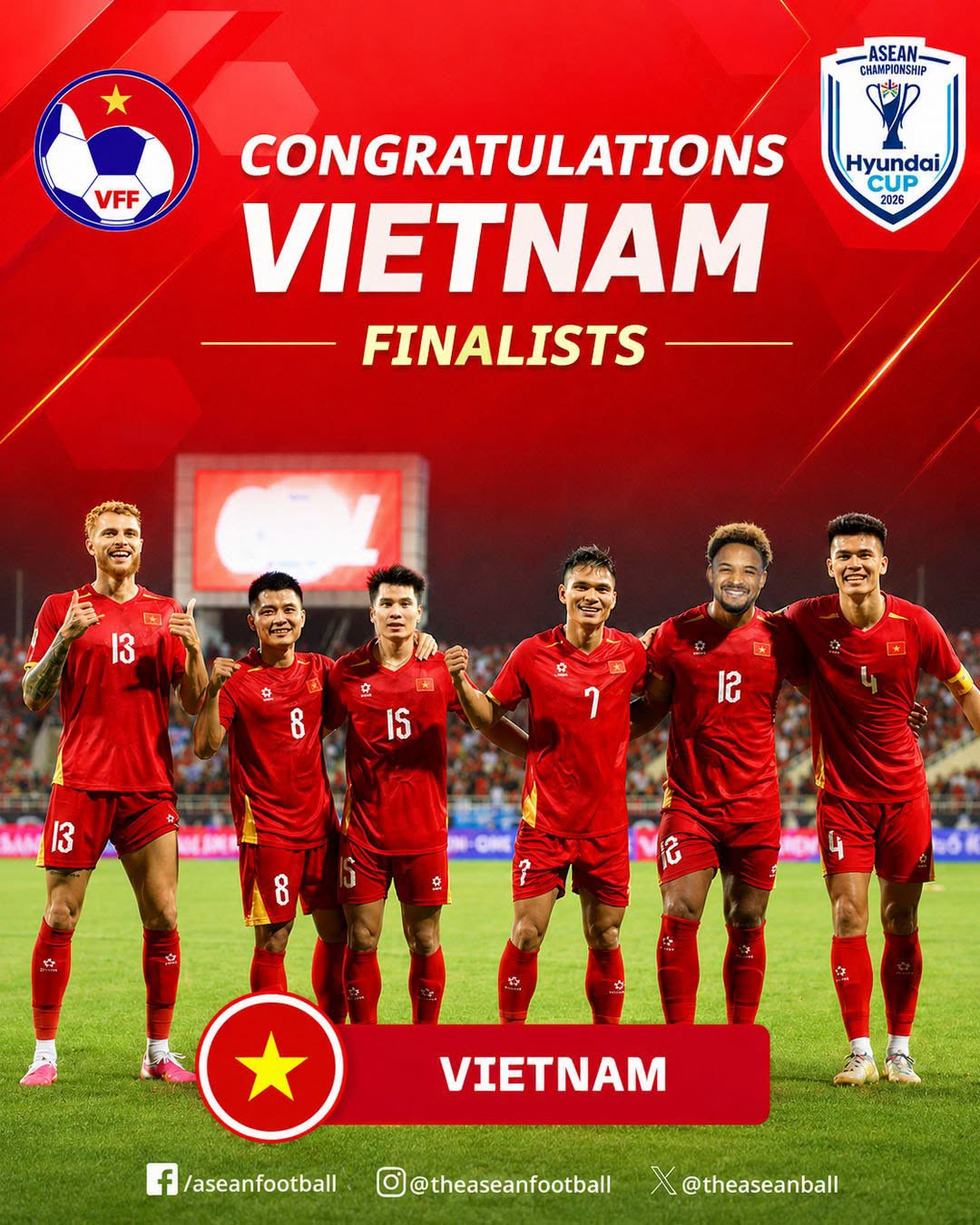 Chúc mừng đội tuyển Việt Nam vào chung kết. 
