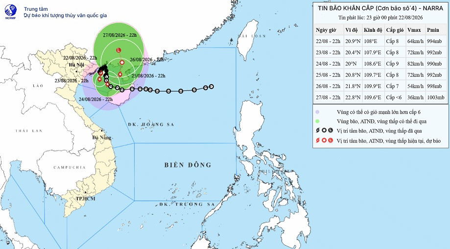 Thời tiết hôm nay 23/8: Bão số 4 khiến hàng loạt tỉnh thành miền Bắc mưa không ngớt 