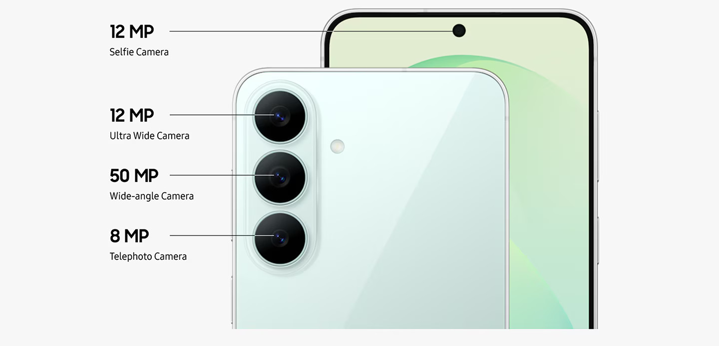 Hệ thống camera sau của Galaxy S26 FE gồm ba camera, với camera chính 50 megapixel