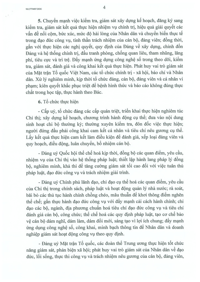 Chỉ thị số 07-CT/TW của Bộ Chính trị về 