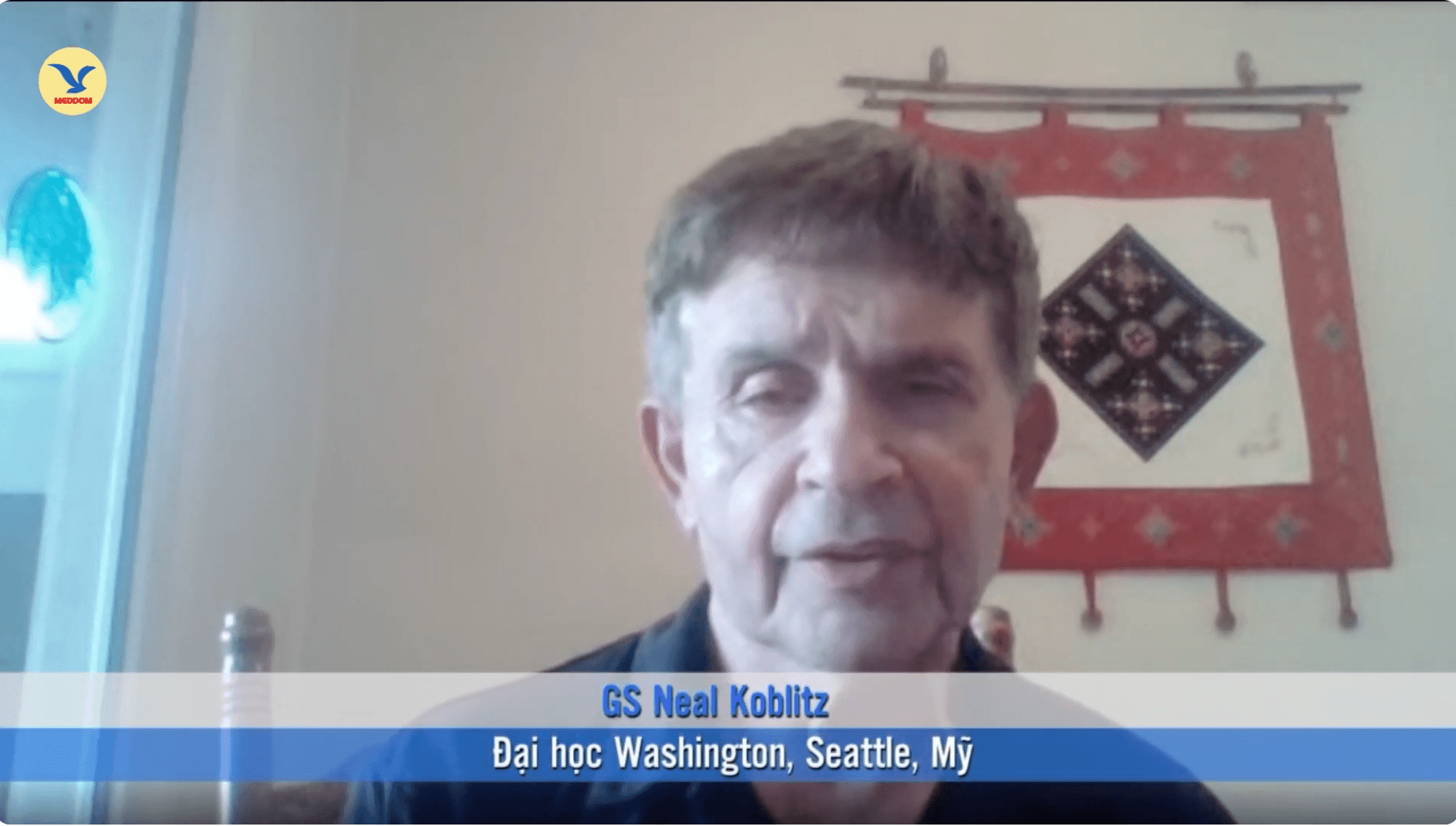 GS. Neal Koblitz (Đại học Washington ở Seattle). Ảnh cắt từ video trả lời phỏng vấn do MEDDOM thực hiện.
