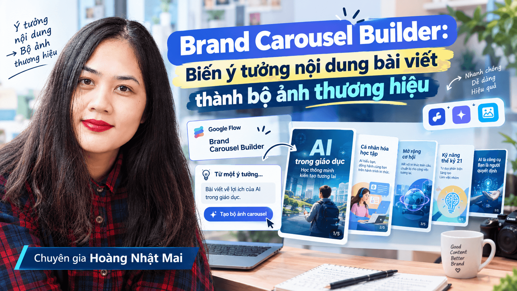 Brand Carousel Builder: Biến ý tưởng nội dung bài viết thành bộ ảnh thương hiệu bằng AI 