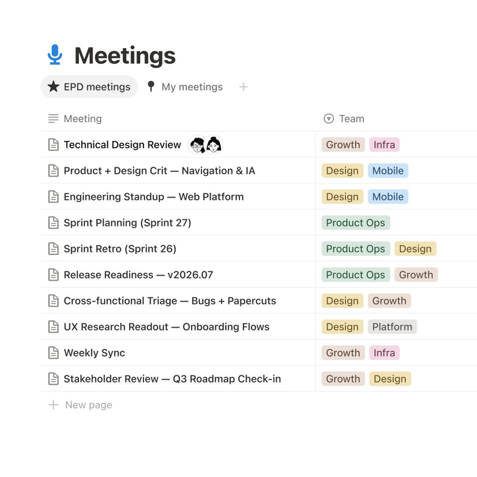 Giao diện Notion trên trang sản phẩm chính thức, thể hiện project board, teamspace và các nhóm tác vụ. Nguồn: Notion.