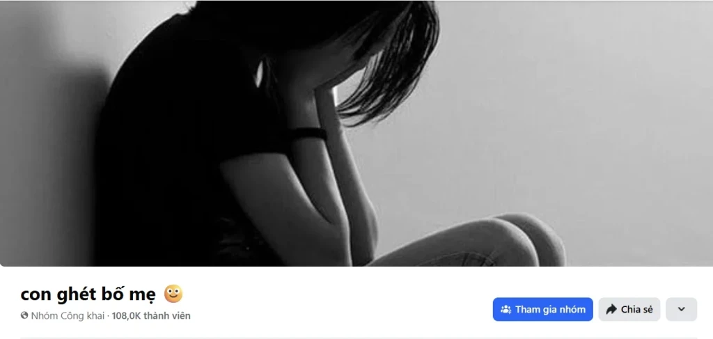Nhóm “Con ghét bố mẹ” có hơn 100.000 người tham gia (Ảnh chụp màn hình)