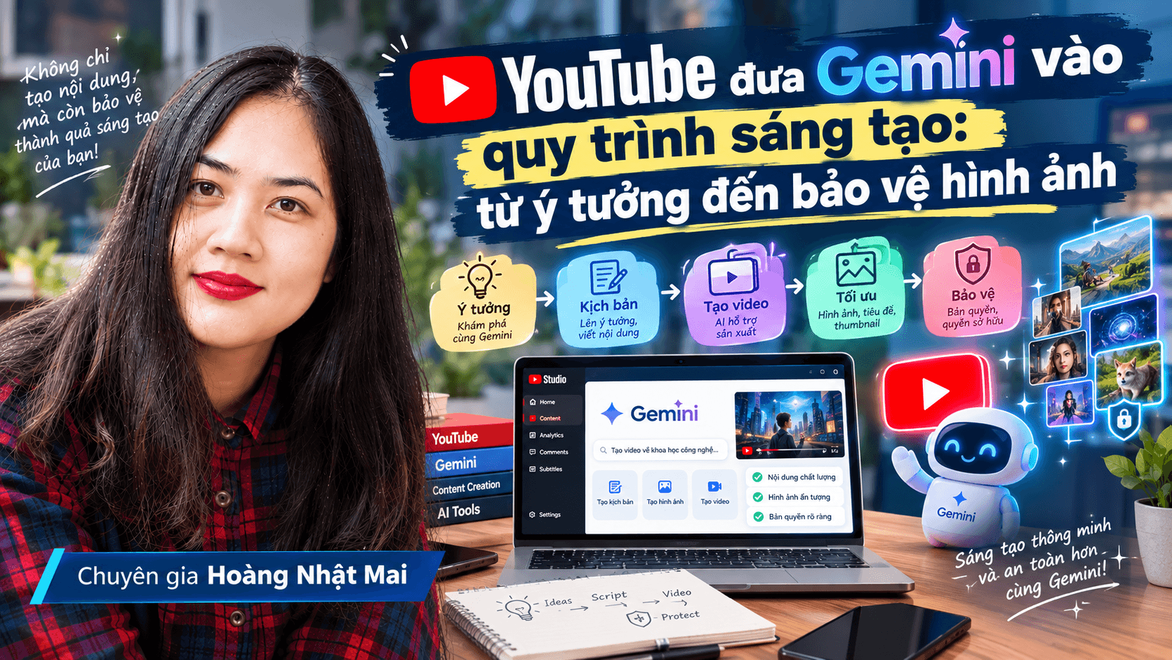YouTube đưa Gemini vào quy trình sáng tạo: từ ý tưởng đến bảo vệ hình ảnh 