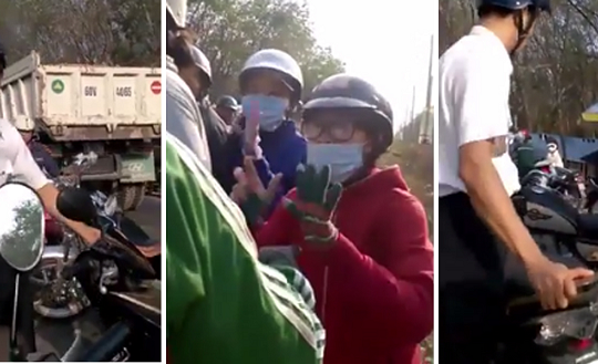 Clip kẻ chặn xe 2 cô gái ở Đồng Nai bị dân bủa vây