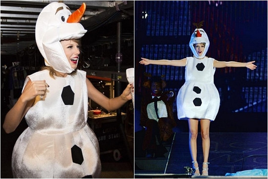 Taylor Swift hóa người tuyết vui nhộn Olaf của Frozen trên sân khấu