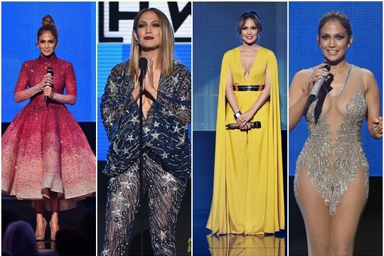 J.Lo thay 9 chiếc váy tại lễ trao giải âm nhạc Mỹ 2015