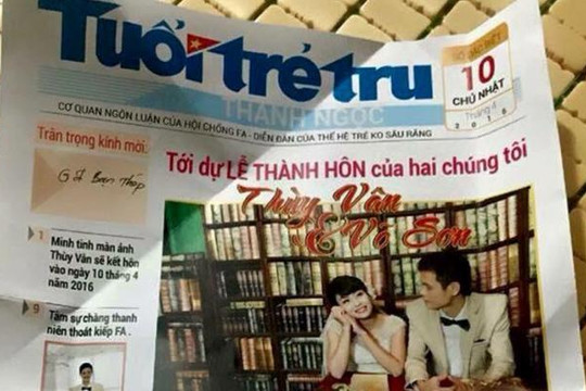 Thiệp cưới giống trang báo Tuổi Trẻ độc nhất vô nhị ở Việt Nam