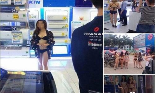 Nhân viên siêu thị mặc bikini khi bán hàng: Phản cảm nhưng khó xử lý!