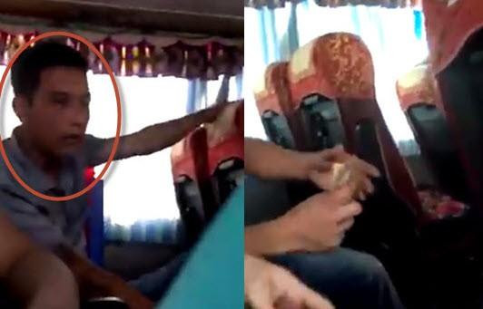 Clip kẻ cầm kim tiêm dính máu xin đểu trên xe khách Hà Nội - Tuyên Quang