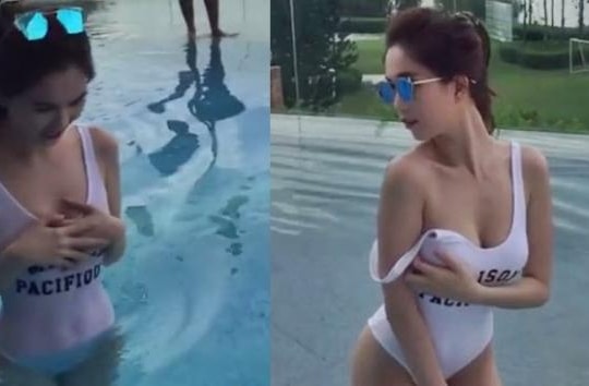Ngọc Trinh diện bikini mỏng tang, lộ khoảnh khắc nhạy cảm  khi chụp ảnh