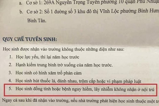 Làn sóng phản ứng việc trường Việt Anh từ chối nhận học sinh đồng tính