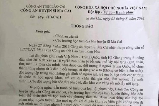 Công an tỉnh khẳng định không có chuyện bắt cóc trẻ em, mổ lấy nội tạng ở Hà Giang