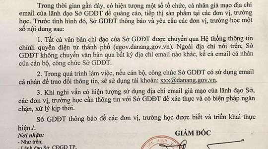 Giám đốc Sở GD-ĐT Đà Nẵng bị giả mạo email để chỉ đạo cạnh tranh sữa