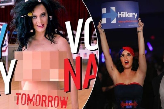 Katy Perry hứa sẽ khỏa thân như mồi nhử trong cuộc bầu cử Tổng thống Mỹ