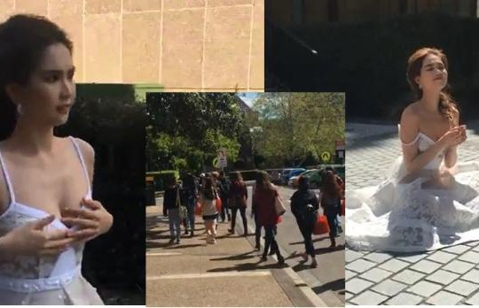 Người Úc ngó lơ khi Ngọc Trinh diện váy xuyên thấu tạo dáng bên đường