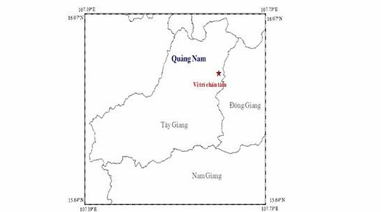Quảng Nam: Động đất 3,4 độ richter ở huyện Tây Giang