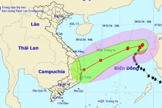 Bão số 9 suy yếu hướng vào khu vực Nam Trung Bộ