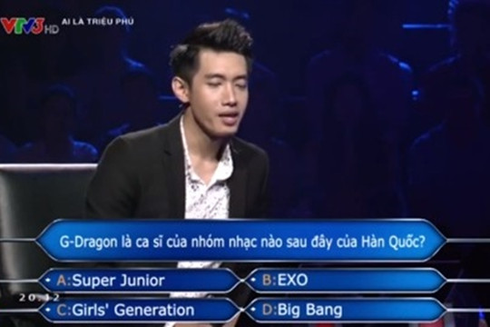 Cái kết  khi Quang Đăng gặp câu hỏi về G-Dragon trên chương trình 'Ai là triệu phú'