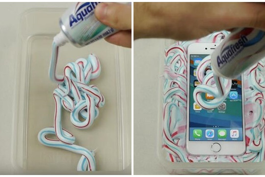 Mang hết kem đánh răng trong nhà ra bôi đầy iPhone 7, hành động sau đó của thanh niên khiến triệu người sửng sốt