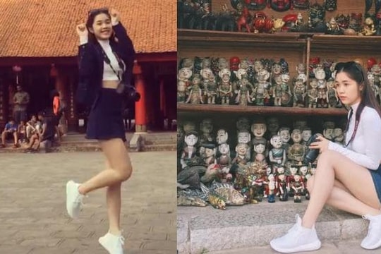 Truyền nhân Ngọc Trinh diện váy ngắn nhảy ở chốn linh thiêng