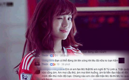 Fan cầu xin hot girl Tú Linh đừng lên sóng trận của M.U và lời đáp trả đanh đá