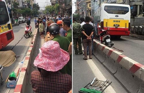 Thanh niên bị xe buýt cán chết sau khi va chạm dải phân cách