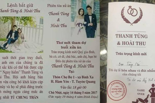 Thiệp cưới ghi lệnh bắt giữ và phiên tòa xét xử chú rể - cô dâu ở Tuyên Quang