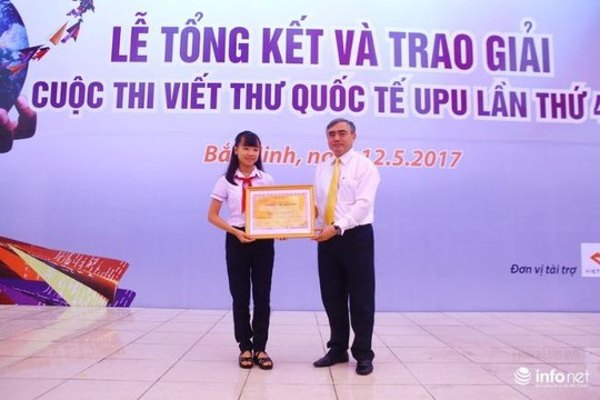 Học sinh lớp 8 đạt giải nhất cuộc thi viết thư quốc tế UPU lần thứ 8