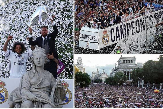Biển người đổ ra đường cùng Real Madrid mừng chức vô địch Champions League
