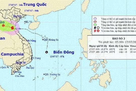 Bão số 2 đổ bộ vào đất liền, gió giật cấp 10