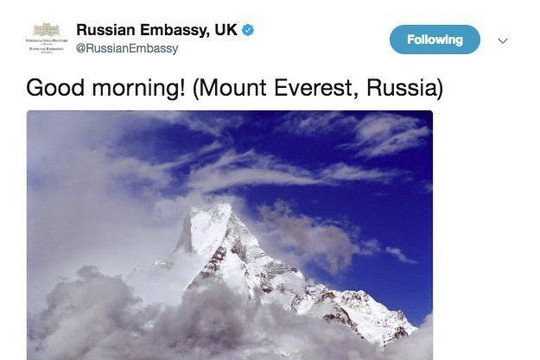  ‘Lỗi đánh máy’ của Sứ quán Nga: Núi Everest là một phần lãnh thổ Nga