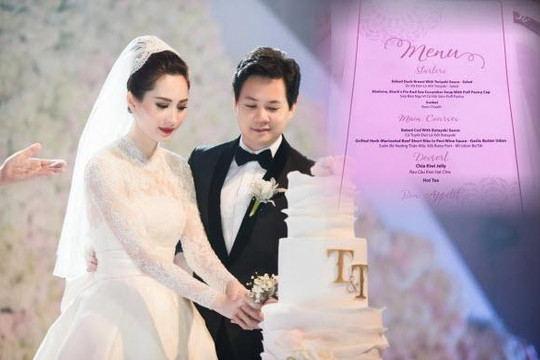 Thực đơn đám cưới Hoa hậu Thu Thảo sang trọng nhưng vẫn kém Thanh Bùi