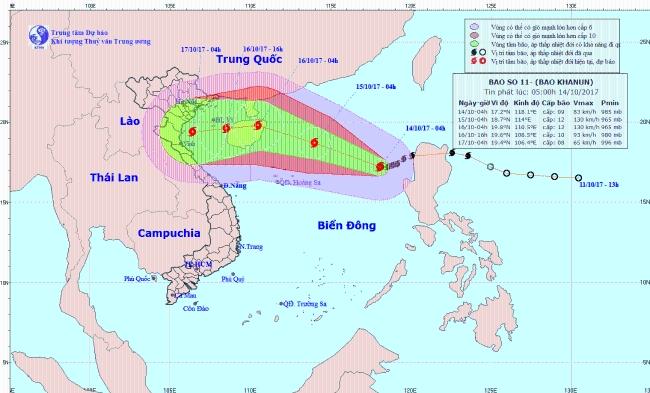 Bão số 11 đã đổ bộ vào Biển Đông, biển động dữ dội