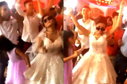 Cô dâu Đắk Lắk đeo kính đen quẩy nhạc sàn, mẹ chồng và khách dự đám cưới ngỡ ngàng