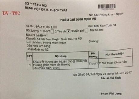 Nam thanh niên rách tay được chỉ định khâu âm đạo: Chỉ là sự nhầm lẫn