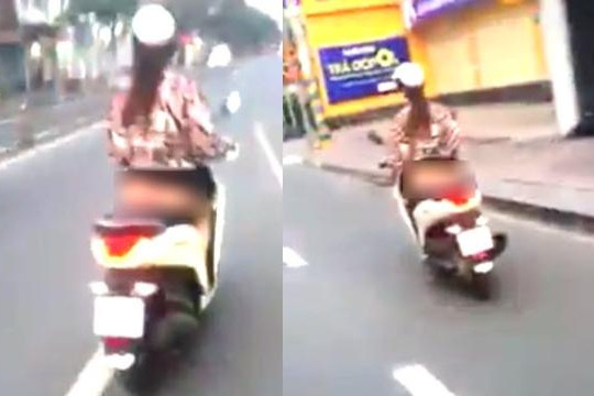 Cô gái không mặc quần ra đường Sài Gòn bị xe máy kẹp 3 đuổi theo quay phim