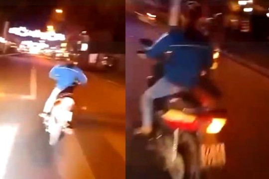 Clip nữ quái xế Vũng Tàu đầu trần chạy xe Wave đua với mô tô trên phố