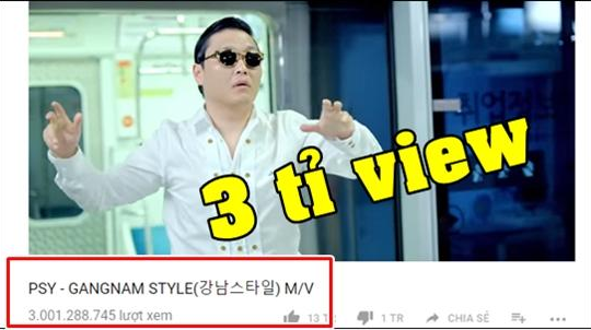 'Gangnam Style' vượt mốc 3 tỉ lượt xem