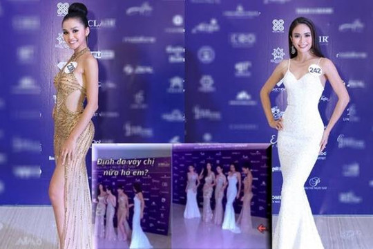 Người đẹp Hà Nội bị chỉ trích vì liên tục đá váy Mâu Thủy ở Hoa hậu Hoàn vũ 2017