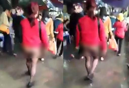 Hết hồn vì clip người phụ nữ mặc quần tất xuyên thấu đi lễ chùa Hương