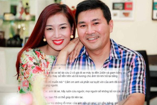 Hoa khôi Thu Hương cám ơn chồng vì hứa đền 240 triệu thay tài xế Đỗ Văn Tiến
